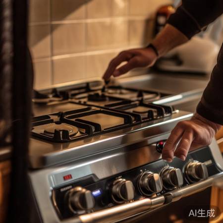 检查燃气灶电池电量，确保正常工