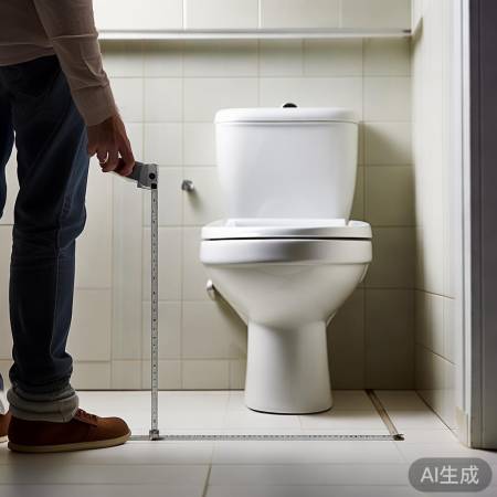 量马桶尺寸,测前后左右墙距。