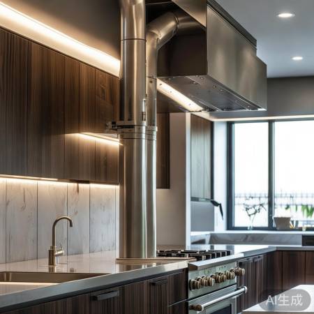 抽油烟机排气管巧用，增储物空间