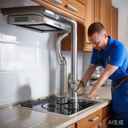 集成灶排烟管道室外连接，垂直勿