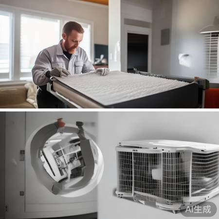 “空气能采暖：年清洗，保效能。