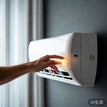 电源开启，空调待机亮灯。