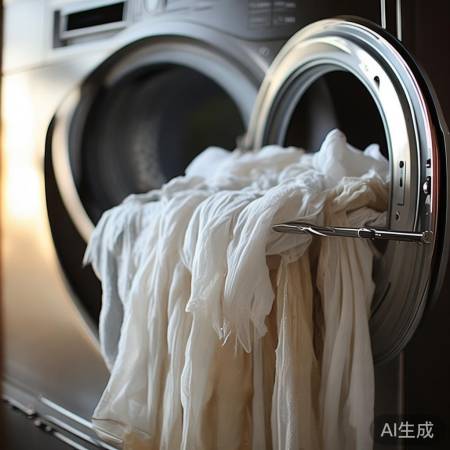 洗衣机脱水小心，贵衣晾晒防菌。