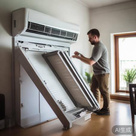 安装空调滤芯，正反要分清。