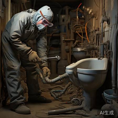 拆马桶管道，先清理再拆。