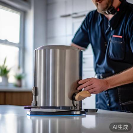 调热水器至水平，垫木板塑料板辅