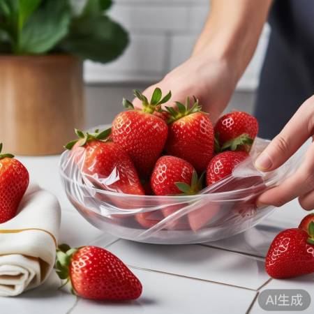 “杨梅洗净擦干，保鲜膜包裹。”