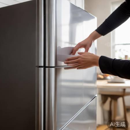 轻放冰箱，防面板凹坑