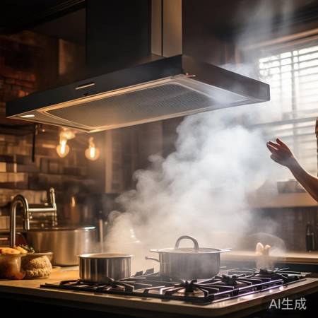 油烟机安装不当，吸烟效果差。