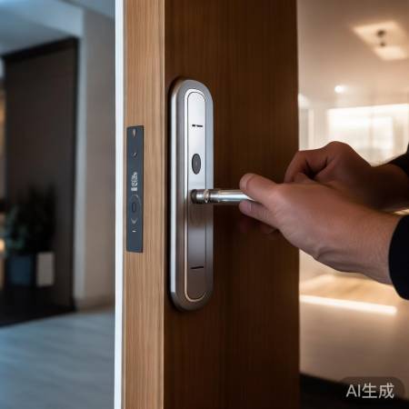 安装智能锁，紧固螺丝。