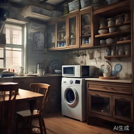 中式厨房小，洗衣机空间紧张