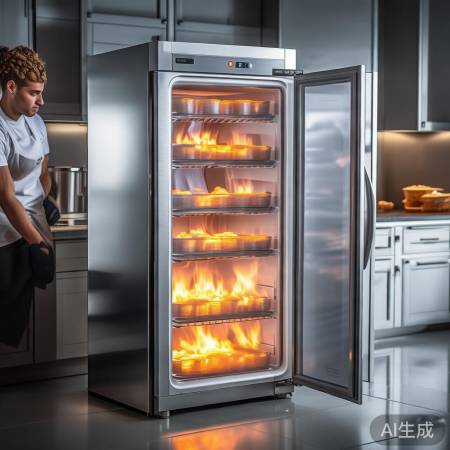 商用冰箱加热小心易燃物,关门前