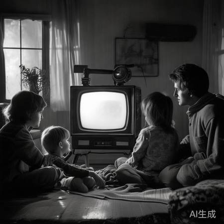 怀旧：黑白电视，家庭时光
