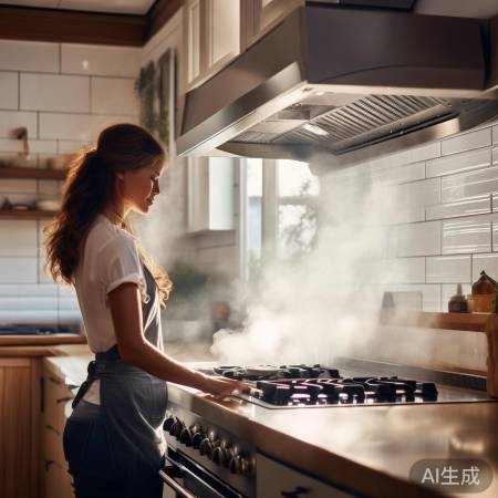 厨房通风，抽油烟机后关，减少油