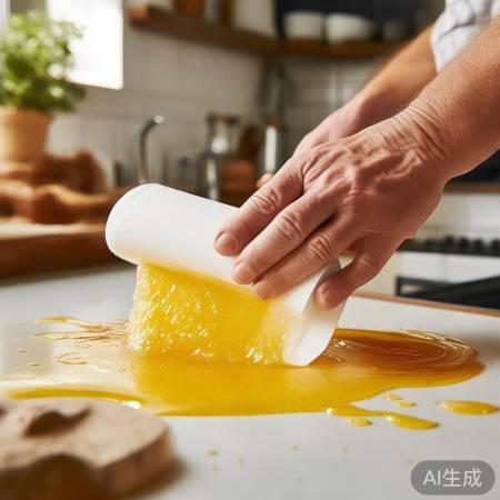 厨房纸巾除油渍,快吸不留痕。