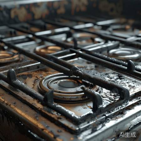 燃气灶积碳，熄火异响。