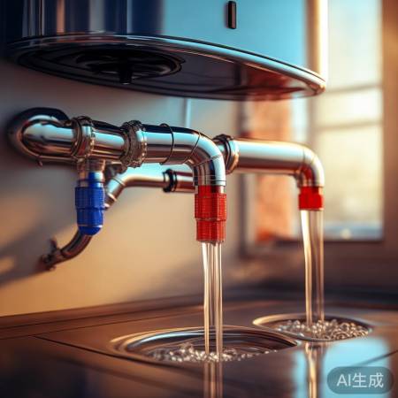 蓝进红出,壁挂炉水循环。