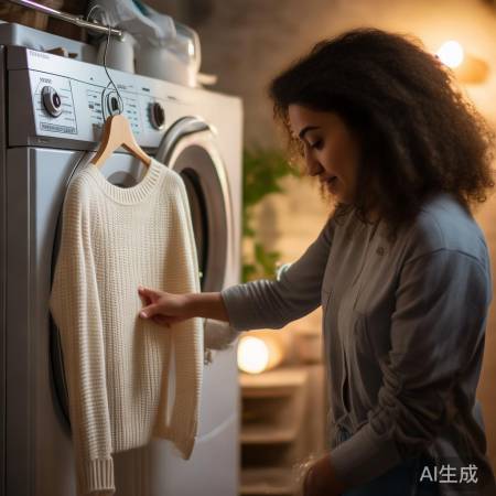 控温洗涤羊毛衫，防止变形。