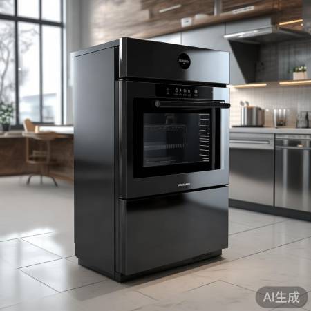 时尚黑色集成灶，高端小巧现代风