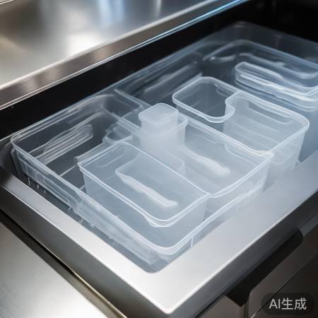 消毒柜塑料容器摆放，留空间防变