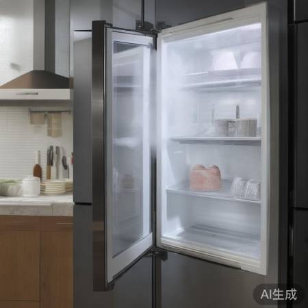 冰箱门未关紧，冷气泄露，结霜。