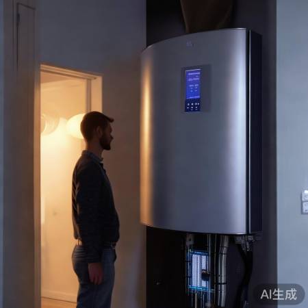 壁挂炉启动，观察水温达标。