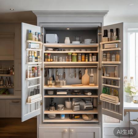 “油烟机柜藏收纳，厨房整齐不乱