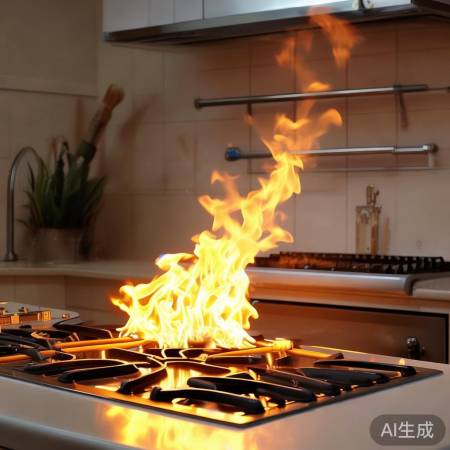 燃气灶安全门，防火无忧。