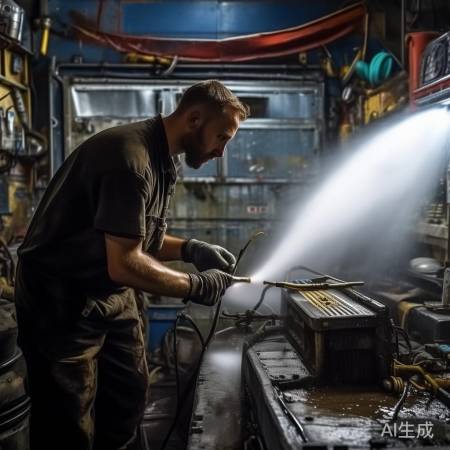 高压水枪洗散热器,防进水损空调