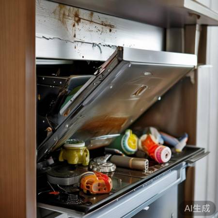 油烟机盖子被卡，轻摇可弹出