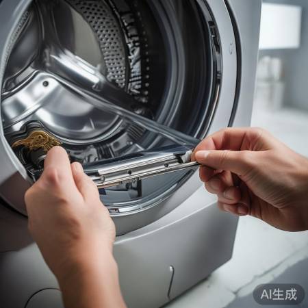 打开洗衣机盖子，小心别摔坏