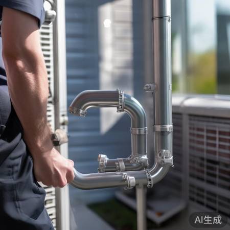 连接热泵管道,确保密封