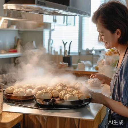 集成灶蒸肉馒头，简单美味