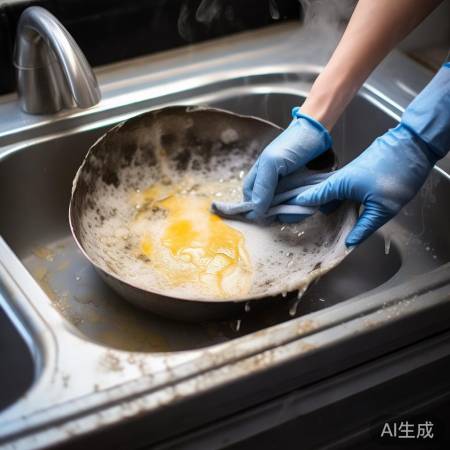 油垢脱落，戴手套防护