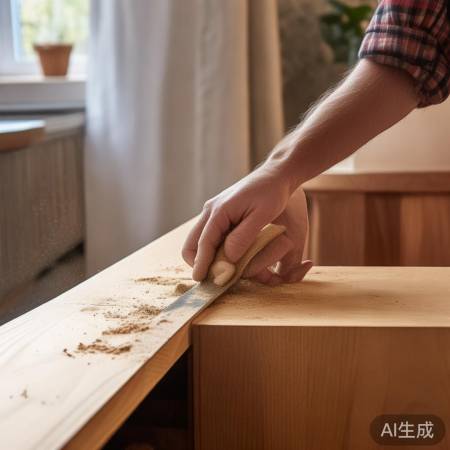 砂纸磨薄柜体贴合墙