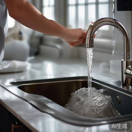 观察水流，杂质冲掉