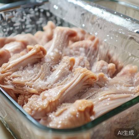 鸡爪腌制冷藏，留缝通风防变质