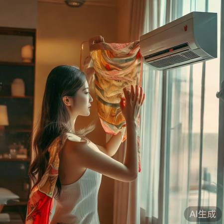 丝巾遮挡空调风，家居更美好