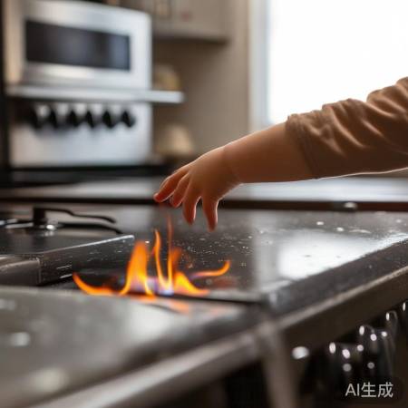 “远离燃气灶，安全第一”