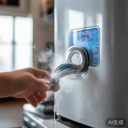 观察显示屏，摸出水温。